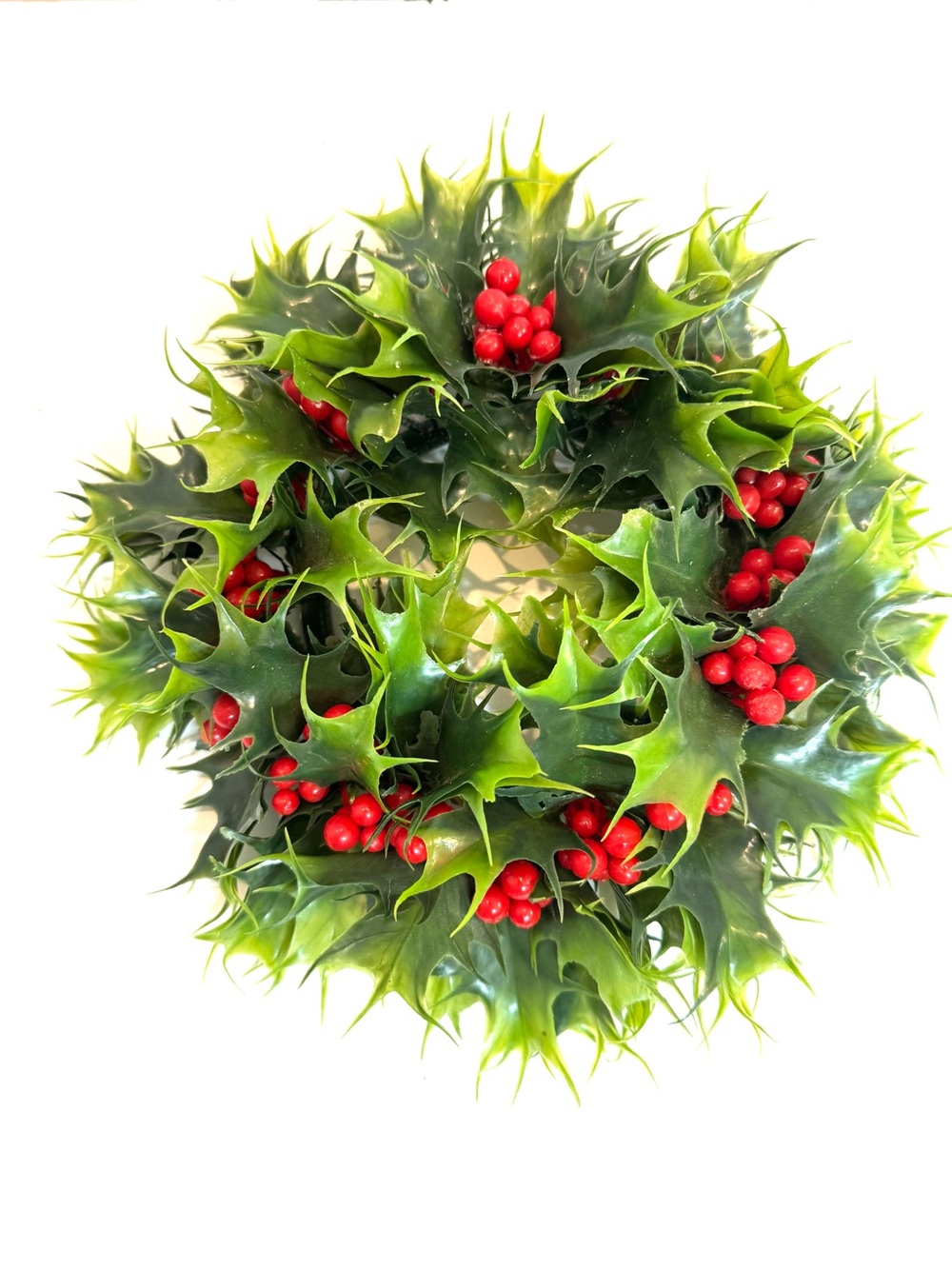 VTG 1970’s CSP 5” Plastic Holly Pillar Candle Ring Christmas Decor
